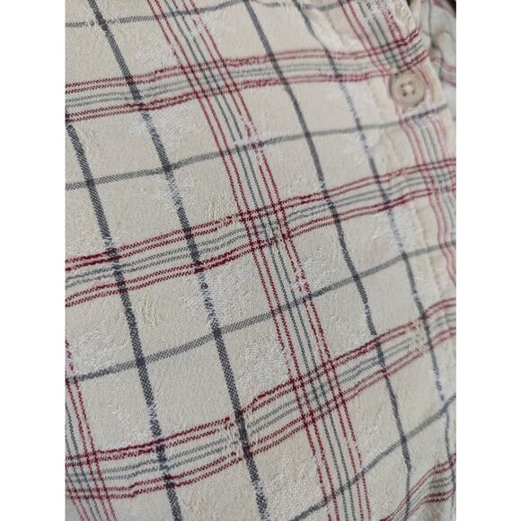 Womens Medium Plaid Flannel Woolrich Button-Up Long Sleeve Snowflake Shirt Top - Picture 8 of 13